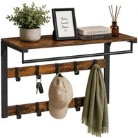 relaxdays Wandgarderobe 3 in 1 (1 St), Vintagebraun-Schwarz, 65 cm