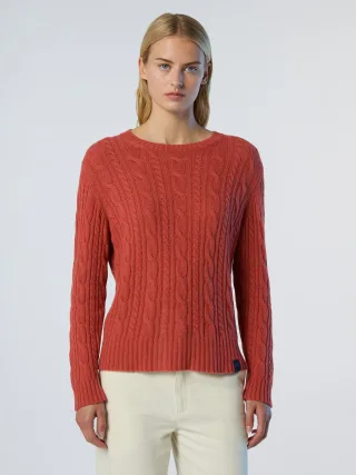 North Sails Pullover Zopfstrick mit Rundhalsausschnitt
