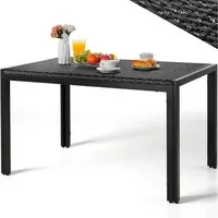 TLGREEN Gartentisch PE-Rattan 119x74cm, Wetterfester Polyrattan Esstisch für 6 Personen (Balkontisch mit Höhenverstellbaren Füßen & Stabilen Metallrahmen), UV-beständiger Terrassentisch für Garten Balkon Outdoor Gastro