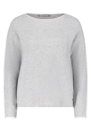 Betty & Co - Strickpullover grau/weiß - Gr. - 44