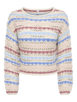 ONLY - ONLGEENA LS O-NECK PATTERN LOOSE CC KNT Birch - Gr. - XS