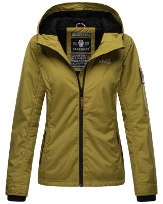 Marikoo Damen Übergangsjacke leichte wind- und wasserabweisende Jacke mit Kapuze Moosgrün
