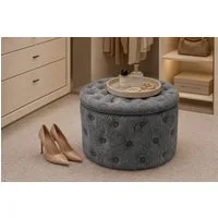 riess-ambiente Sitzhocker MODERN BAROCK 60cm grau - Bouclé, m. Stauraum, Barock, multifunktional (Einzelartikel, 1 St), Eleganter Sitz - ideal für Ankleide, Flur, Wohnzimmer & Garderobe