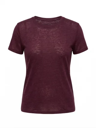 MANGO - T-SHIRT LINA, VINO