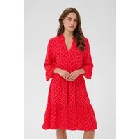 Saint Tropez Blusenkleid EdaSZ Dress Sommerkleid, Tunikakleid mit Volant und 3/4 Ärmel
