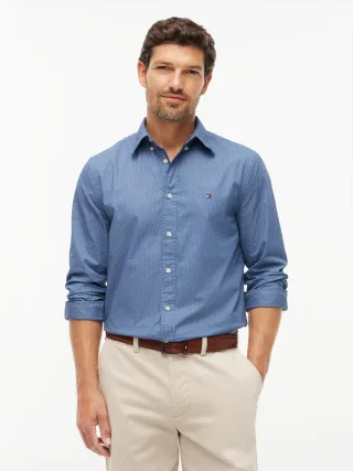 FLEX POPLIN GEO PRINT RF SHIRT Aegean Sea - Gr. - S