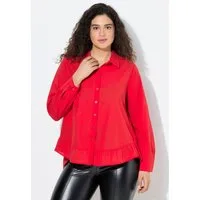 Ulla Popken Hemdbluse Bluse Volantsaum A-Linie Hemdkragen Langarm