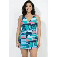 Ulla Popken Badekleid Badekleid grafischer Druck Softcups Wickeloptik