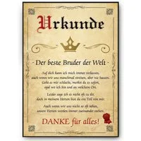 Tigerlino Poster Bester Bruder Urkunde Geschenkidee Bild Bruder Geschenk von Schwester