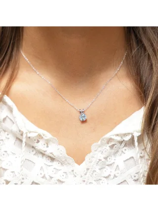 Zeeme Gemstones Halskette Silber 925 rhodiniert 42+3cm mit Blautopas (beh.)