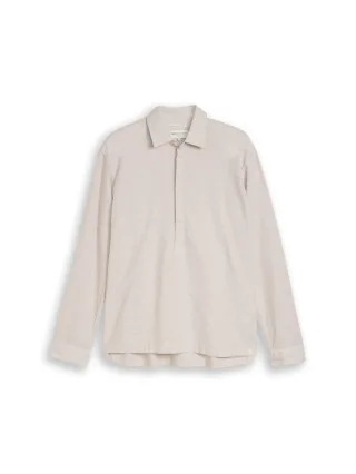 Denim Tom Tailor - Relaxed Fit Tunikahemd mit Leinenanteil muted grey chambray - Gr. - XL