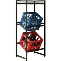 relaxdays Kastenständer Getränkekistenregal mit Ablage, 47 cm breit