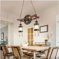 GLOBO LIGHTING Hängeleuchte, Leuchtmittel inklusive, Warmweiß, LED Steampunk Lampe Hängelampe Vintage Industrial Pendelleuchte Holz