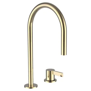 LAUFEN 2-Loch-Waschtischmischer Kartell LAUFEN Schwenkauslauf Ausladung 166 mm ohne Ablaufventil PVD H3113320012201