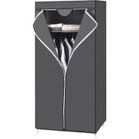 SONGMICS Stoffschrank Kleiderschrank, Faltschrank, Schlafzimmer, Ankleidezimmer, 75x45x160cm (mit Kleiderstange, Kleiderständer) Aufbewahrung für Taschen, Spielzeug, Schuhe, grau