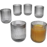 MamboCat Glas Agata 6x Wassergläser grau 250ml Glas Relief Cocktails Saft Limo, Glas