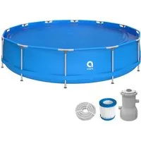 Avenli Framepool Frame Pool Set 427 x 84 cm, Aufstellpool (Stahlrahmenpool Komplettset, Stahlrahmenpool mit Pumpe), Gartenpool mit Pumpe