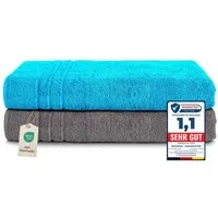 Komfortec Saunatuch Frotte aus 100% Baumwolle, Frottee (Packung, 2-St), 80x200 Saunatücher set XXL, Weich, Schnelltrocknend
