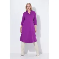 Ulla Popken Jerseykleid Punto-di-Roma-Kleid A-Linie V-Ausschnitt 3/4-Arm