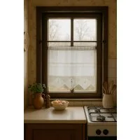 HOSSNER - ART OF HOME DECO Scheibengardine 50x60 cm (1 St), blickdicht, Baumwolle, Vintage, Romantische Stickerei