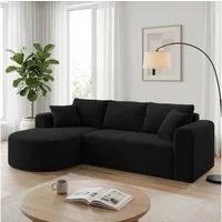 COMHOMA Sofa Ecksofa mit Schlaffunktion, Corduroy Modulares Boneless Couch, mit Chaiselongue, L-Form Schlafsofa, Sektionssofas mit Kissen & Seitentaschen