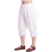 Metamorph Kostüm Kniebundhose - Trachten Pluderhose Kostümzubehör, Weiße Dreiviertelhose mit gerüschten Enden