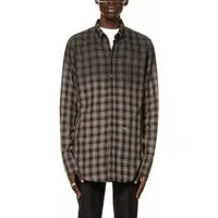 Dsquared2 Karohemd Button-Down Hemd aus gebürsteter Baumwolle Branding mit einer silberfarbenen Plakette an der Vorderseite