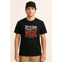 Banco Print-Shirt Herren „Dream Big Work Hard“ – Motivshirt Print, Rundhals, Kurzarm Unifarben