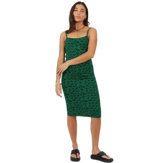 Brave Soul - Bodycon Kleid für Damen, Spaghetti-Träger (Schwarz/Grün)
