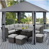 Sekey Pavillon Gartenpavillon 300x300 cm Partyzelt Gartenzelt, mit 4 Seitenteilen, mit 4 Seitenteilen, Wasserdicht, Windfest, Sonnenschutz, Seitenteile mit Reißverschluss