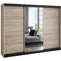 A&J MöbelLand GmbH Schiebetürenschrank VILUNO mit 4 Schubladen und Spiegel (TOP ANGEBOT! Geräumiger Schrank mit einer Breite von 200 cm und Spiegel, ideal zur Aufbewahrung von Kleidung und Accessoires. 4 Schubladen und viel Stauraum. TOP PRODUKT! Wäh