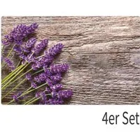 matches21 HOME & HOBBY Platzset Abwaschbare Tischsets 4er Set Lavendel Holz-Optik, (4-St), Platzsets als Tisch-Untersetzer und Tisch-Deko für Esstisch Teller