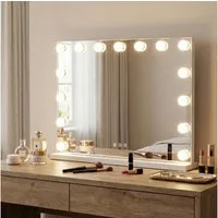 COSTWAY Schminkspiegel (1-St), Hollywood Spiegel mit Licht, 3 Lichtfarben, Einstellbarer Helligkeit