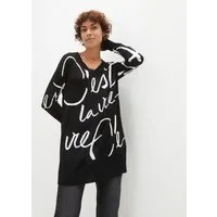 bonprix Longpullover aus Viskose, lockere Passform, mit modischem Schriftzug