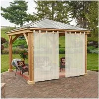 Qelus Outdoorgardine Outdoor Vorhang Wetterfest,Gardinen Balkon Sichtschutz Outdoorvorhänge (2 St), Detachable Tab Top,Transparent,B132xH213/B132xH244cm