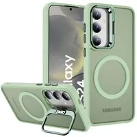 CoolGadget Handyhülle Hybrid Luxury Handy Case für Samsung Galaxy S24 6,2 Zoll, Hülle Massiv Metallständer aufklappbar Schutzhülle für Magsafe Zubehör