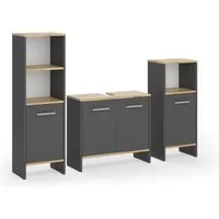 Vicco Badmöbel-Set Karli, Anthrazit/Goldkraft Eiche/Goldkraft Eiche, 3-teilig, (3-St., 3er Set)
