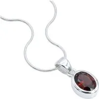 mantraroma Kette mit Anhänger PIANURA aus 925 Silber mit Granat facettiert (Kettenanhänger uns Kette), 925 Sterling Silber Ketten mit Kettenanhänger für Damen
