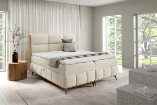 Boxspringbett Schlafzimmerbett CHARLIE PREMIUM 180x200cm Stoff Fibi Creme