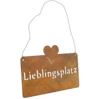 Macosa Home Metallschild Dekoschild Lieblingsplatz Rost Metall 25 cm, (Hängedekoration Rostdeko, 1 St., Gartenschild Wand-Dekoration), rechteckig Deko Schild Wandschild