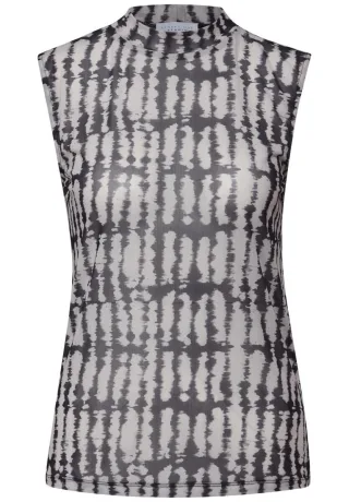 Street One - Gemustertes Mesh-Top schwarz - Gr. - 44