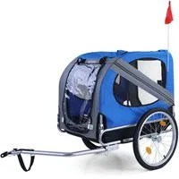 RAMROXX Fahrradhundeanhänger Hundeanhänger klappbar für Haustiere bis 40Kg Grau Blau