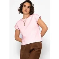 SASSYCLASSY T-Shirt Kurzarm Sweatshirt Damen mit Rückendetail T-Shirt mit Rückennaht und Seitenschlitzen Schwarz Grau Rosa Gelb
