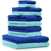 Betz Handtuch Set 10-TLG. Handtuch-Set Premium Farbe Royalblau & Türkis, 100% Baumwolle (10-St)