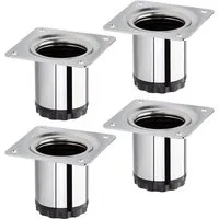 SO-TECH® Möbelfuß 4er Set BRAVO, aus Stahl, höhenverstellbar, bis 200 kg, Chrom poliert, Höhe 50 mm, Durchmesser 40 mm