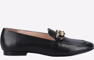 Hush Puppies Harper Chain Damen-Schwarze-Lederloafer