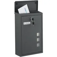 relaxdays Wandbriefkasten Briefkasten Hochformat, Anthrazit