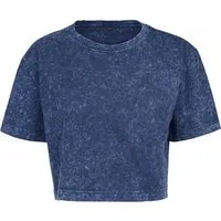 Build Your Brand Rundhalsshirt Damen Acid Washed Cropped Tee