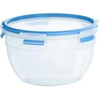 CLIP & CLOSE Frischhaltedose 2,6 Liter transparent/blau, rund, Ø 21,8cm