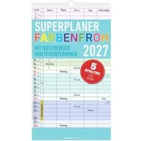Familienkalender Superplaner Farbenfroh - 5 Spalten 2027